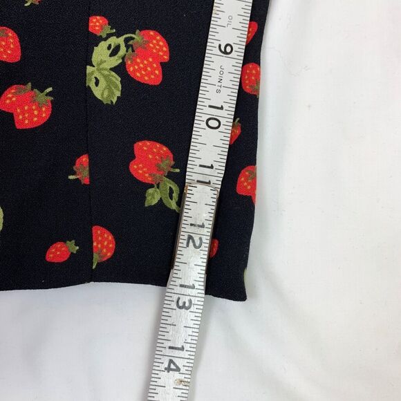 REFORMATION Lily Strawberry Square Neck Black 12 M L Strappy Tie Top Tank Print - Picture 5 of 8